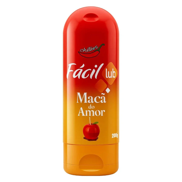 Gel Lubrificante Íntimo Beijável Sabor Maçã do Amor Fácil Lub 200g - Chillies - Shopping do Prazer