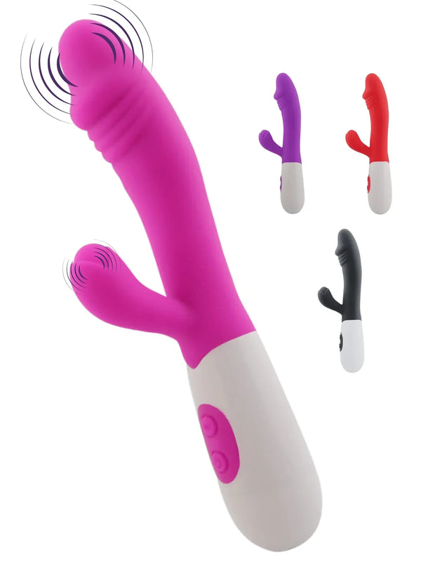 Vibrador Feminino 2 em 1 Ponto G e Clitóris 30 Modos de Vibração 20cm Cor Pink - Shopping do Prazer
