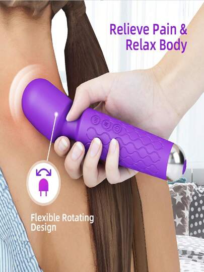 Vibrador Varinha Mágica Feminino com 20 Modos Roxo 20x5cm