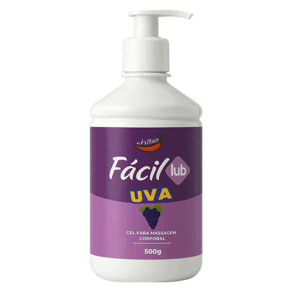 Gel Lubrificante Íntimo Beijável Sabor Uva Fácil Lub 500g - Chillies - Shopping do Prazer