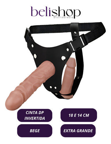 Cinta Dupla Penetração 2 Próteses de Borracha 18cm