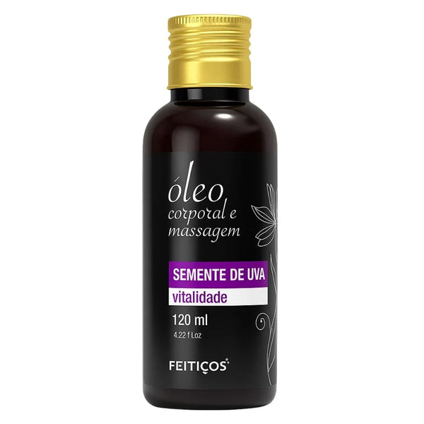 Óleo Corporal Para Massagem Sensual Sementes de Uva 120ml - Feitiços - Shopping do Prazer