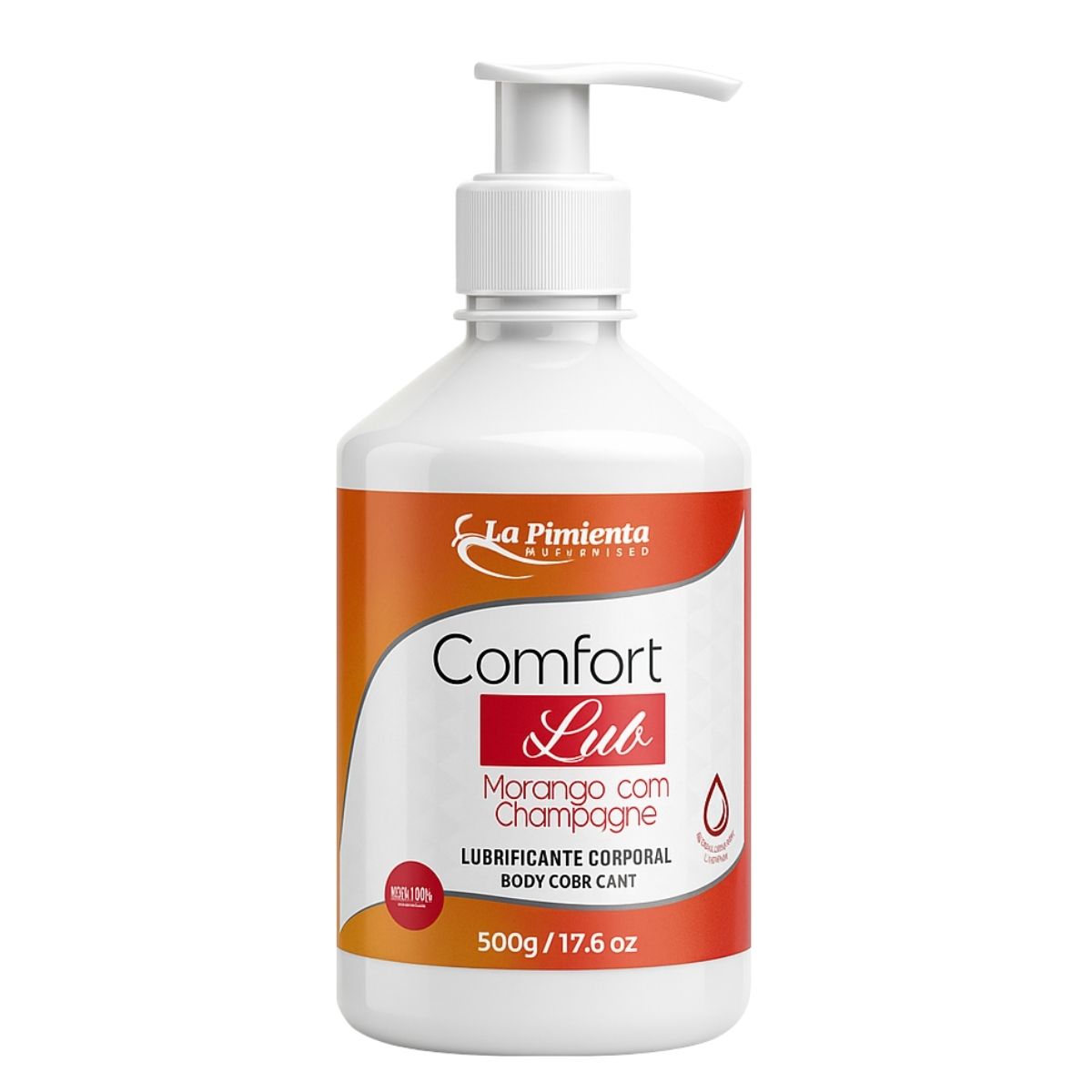 Gel Lubrificante Íntimo A Base de Água Comfort Lub Morango com Champagne 500g