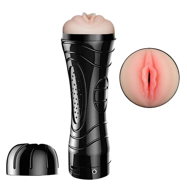 Masturbador Masculino Lanterna Vagina Cyberskin Textura Realista Com Vibrador - Shopping do Prazer